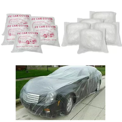 10 PACK Clear Plastic Temporary Universal Disposable Car Cover Rain Dust Garage • $49