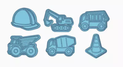 Construction Vehicles Cookie Cutter & Embosser For Fondant Playdough.  • $7.95