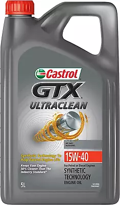 Castrol GTX Ultraclean 15W-40 Engine Oil 5 Litre • $32.24