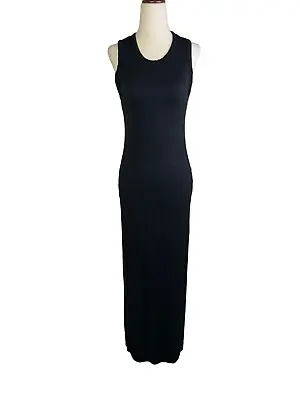 Lulu's Sz Medium Black Sleeveless Bodycon Women's Maxi Dress With High Side Slit • $19