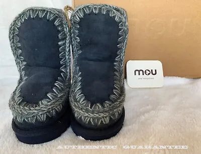 AUTHENTIC MOU KIDS Blue Sheepskin Eskimo Boy Or Girl Boots Size 23 Toddler 7 NEW • $120