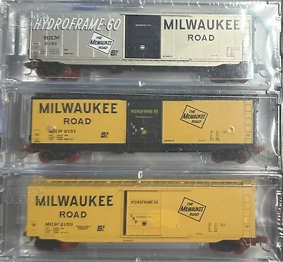 N Scale Enthusiast Special Run Milwaukee Road 50' Hydroframe 60 Box Cars 3-Pack • $108