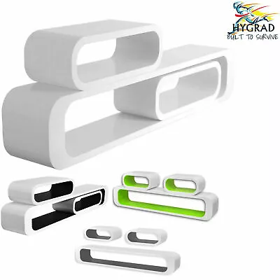 Set Of 3 Oval Floating Wall Hanging Shelves Shelf Book Case Display Unit Colours • £41.99