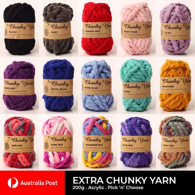 $9.95 • Buy Chunky Knitting Yarn Wool Crochet Roving Malli Acrylic 200g Balls Craft Soft