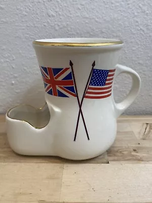 Vintage Lego Japan Shaving Mug Cup Soap & Brush Holder British USA Flag • $13.19