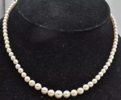 Vintage 14k Platinum Graduation Saltwater Pearl Women's 17inch Chain Necklace • $149