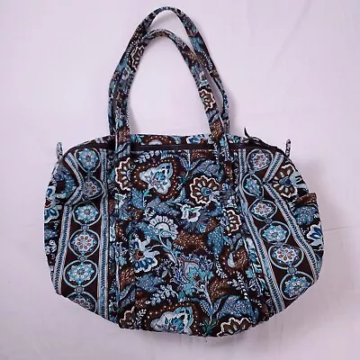 Vera Bradley Weekender Bag Blue Brown Floral Designer • $25.49