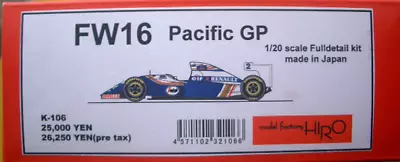 MFH Model Factory Hiro 1/20 Williams FW16 Pacific GP Full Detail Kit K-106 F/S • $357.06