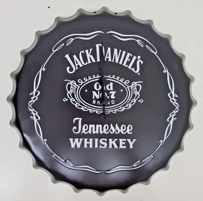 Jack Daniels Bottle Cap Clock Wall Art Man Cave 40cm • £12.95