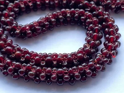 £25 • Buy Vintage Jewellery Deep Red Garnet Woven Bead Rope Necklace