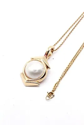 14k Gold Vintage 60s Modern Mabe' Pearl Pendant • $299