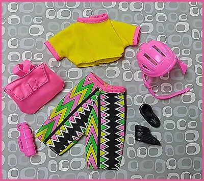 Vintage Barbie Doll Neon Bike Riding Outfit And Accessories • $24