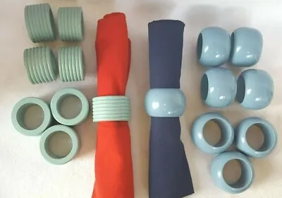 16 Mid-Century BLUE Napkin Rings Wood And Plastic New Old Stock • $9.99