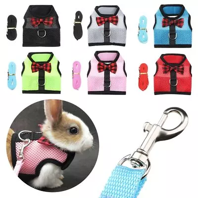Rabbit Leash Collar Small Animals Bunny Mesh Chest Harness Strap Hamster Vest • £4.87