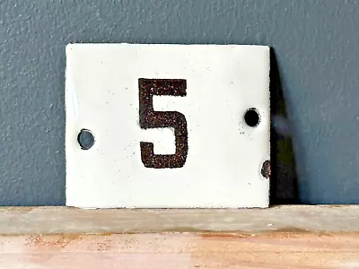 Number 5 Vintage Enamel House Numbers Made In Europe Room Hotel FREE POSTAGE • $27.27