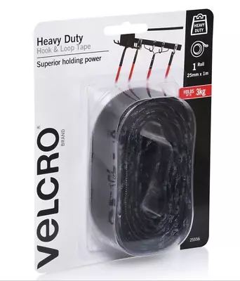 VELCRO Brand 25mm X 1m Black Heavy Duty Stick On Tape • $24.50