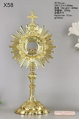 Ornate Brass Monstrance With Luna Newly Finished For Church 23 3/5  High X58 • $716