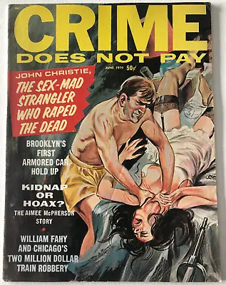 £1 • Buy Crime Does Not Pay - June 1970 - Very Rare Graphic Cover True Crime Magazine