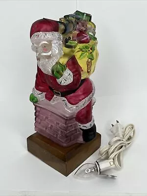 VTG Old World Christmas Glass Santa Claus Chimney Lamp Light 1986 Hand Painted • $112
