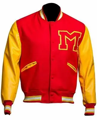 Men's MJ Thriller Michael Jackson Red M Logo Varsity Letterman Bomber Jacket  • $83.95