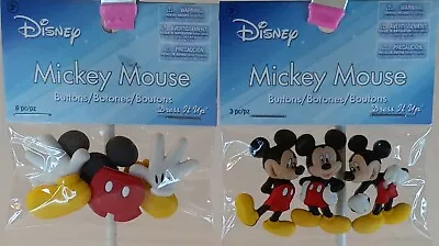 MICKEY MOUSE  Buttons Dress It Up Buttons Disney Licensed Lot Of 2 New Packages  • $8.99