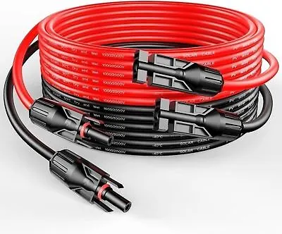 10 AWG Solar Panel Extension Cable PV Wire Solar Connector Pair Black & Red 6mm² • $0.30