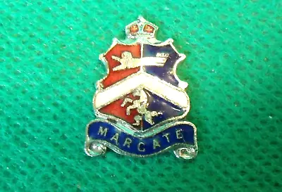 Vintage 1950s Margate Coat Of Arms Crest Metal Enamel Logo Emblem Souvenir Badge • £3.99