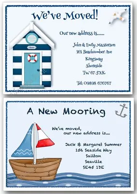 Personalised Change Of Address Moving House Cards  Beach Hut Or Boat X 10 • £3.85