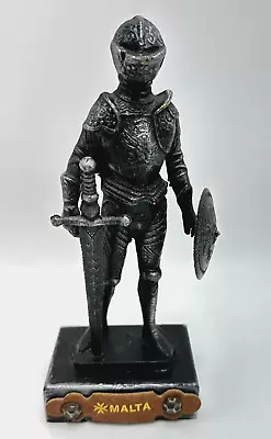 Vintage Knight Armor Figure Black Pot Metal Shield & Sword 8  H Malta Italy • $39.98