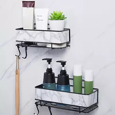 Shower Caddy Bathroom Shelf Organizer Storage Rack Adhesive Holder Wall Black • $12.95