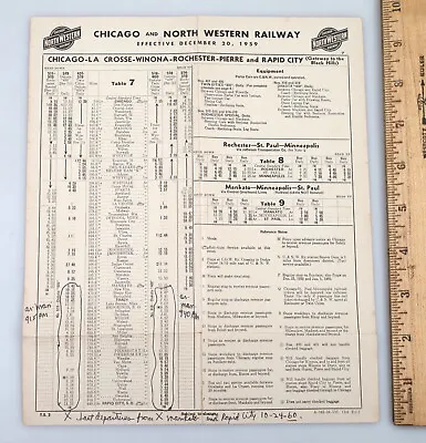 $9.99 • Buy Vintage 1959 Chicago And North Western Railway One Sheet Timetable