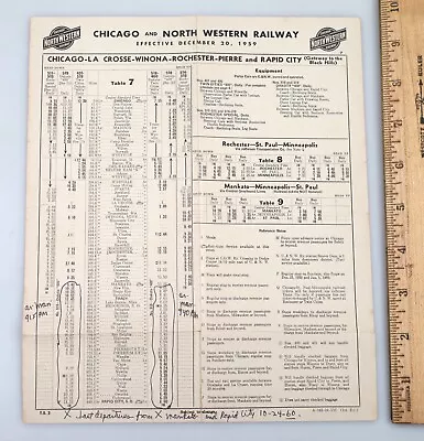 $9.99 • Buy Vintage 1959 Chicago And North Western Railway One Sheet Timetable