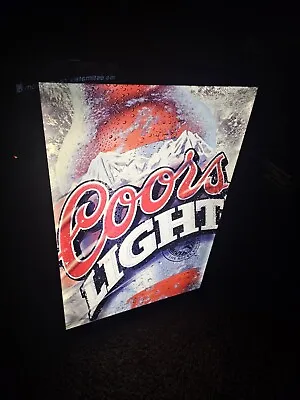Vintage Coors Light Beer Sign Display HEAVY 38x28 Marquee Neon Type Bar Rare Pub • $175