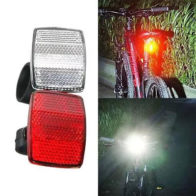 Front Rear Road Bike Reflective Lens Reflector Warning Light Safety Accessories • $3.92