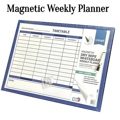 Weekly Planner Organiser Board Memo Dry Wipe Magnetic Notice Boards With Marker • £13.48