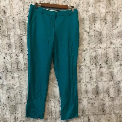 J Crew Cafe Capri Pants Womens Straight Leg Wool Cuffed Teal 6T • $24.20