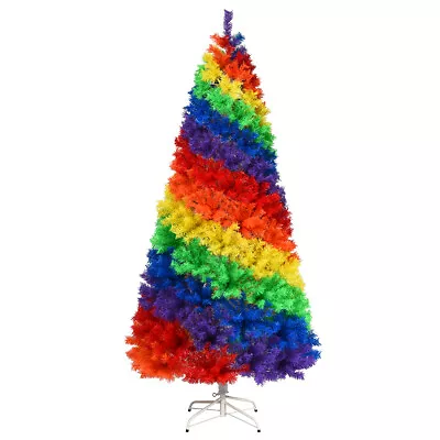 7FT Artificial Hinged Colorful Rainbow Full Fir Christmas Tree With 1213 Tips • $79.99