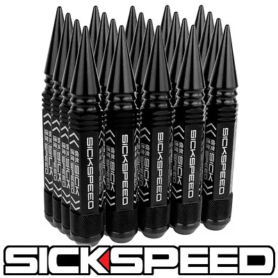 Sickspeed 20 Pc Black 5 1/2  Long Spiked Steel Extended Lug Nuts 1/2x20 N22 • $119.95