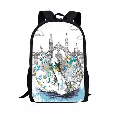 Nice Palace And Swan 17  Backpack Schoolbag Shoulder Satchel Bookbags School Bag • $43.11