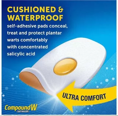 Compound W Plantar Foot Pads Verruca Treatment Wart Remover - 2 Plasters • £7.89