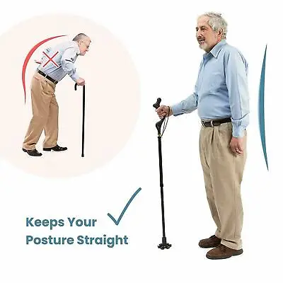 $20.29 • Buy Posture Walking Cane For Men And Women With Adjustable Heights Folding 10 Level
