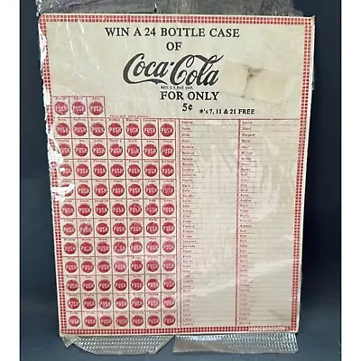 Vintage Coca-Cola Punch Board Win A 24 Bottle Case Of Coca-Cola For 5 Cents • $23.99