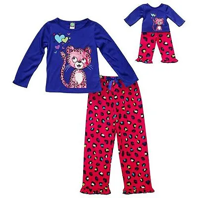 Girl 5 10 And Doll Matching Blue Pink Cheetah Pajama Set Outfit Ft American Girl • $24.99
