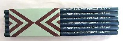 12 Vintage Royal Pencil Co. USA Color Blue Lead Colored Pencils No. 222 Verona • $17.97