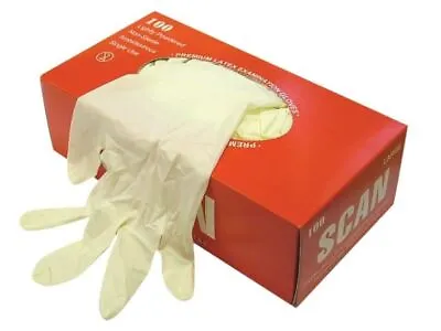 Scan Latex Examination Gloves - Medium (Box 100) • £12.82