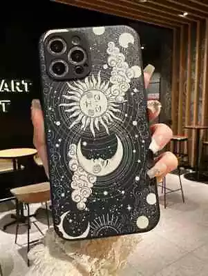 £6.99 • Buy New Sun And Moon Design Print Black Phone Case For IPhones 7-14