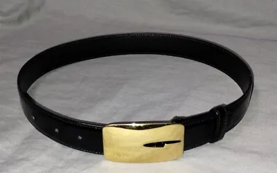 Authentic Vintage GUCCI Black Leather Belt Gold G Logo Buckle ~ US Size 28 (28 ) • $179.95