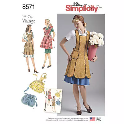 Simplicity Sewing Pattern 8571 Misses 10-20 Full And Half Aprons  Vintage 1940s • $16.75