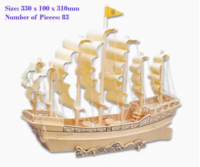 Ancient Sailboat DIY Boat 3D Jigsaw Wooden Model Construction Kit Puzzle Gift • £8.99
