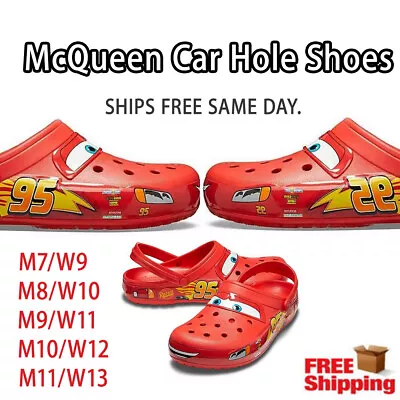 UNISEX Crocs Classic Clogs Lightning McQueen Car Hole Shoes Slipper 100% New • £17.49